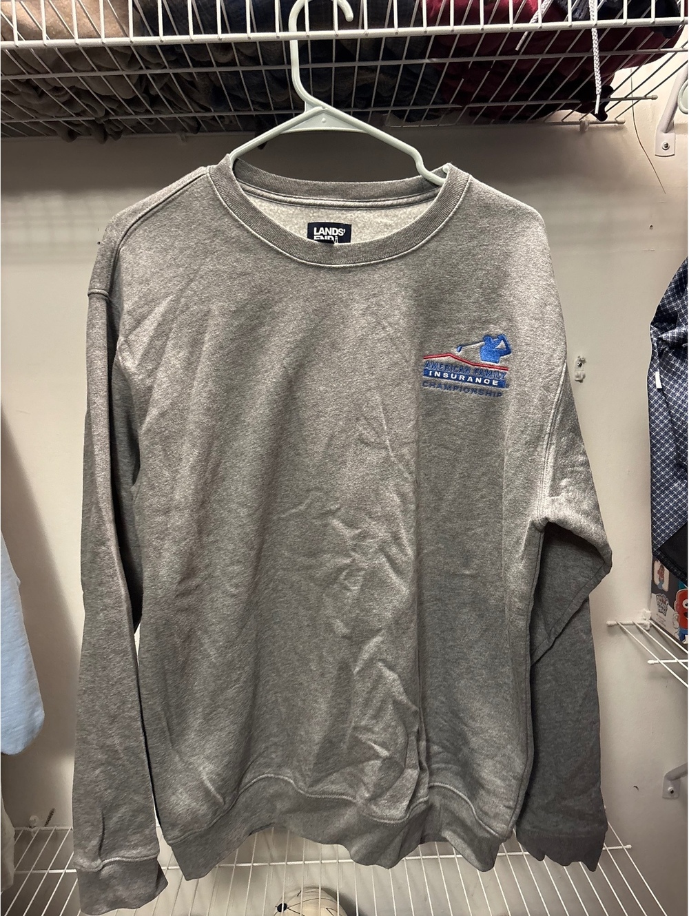 Lands' End Grey Crewneck Sweatshirt with American Family Ins